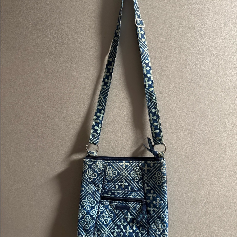 Vera Bradley Quilted Crossbody Shoulder Bag in Navy Blue Pattern